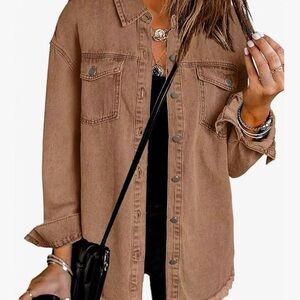 Brown Button-Up Denim Shirt
